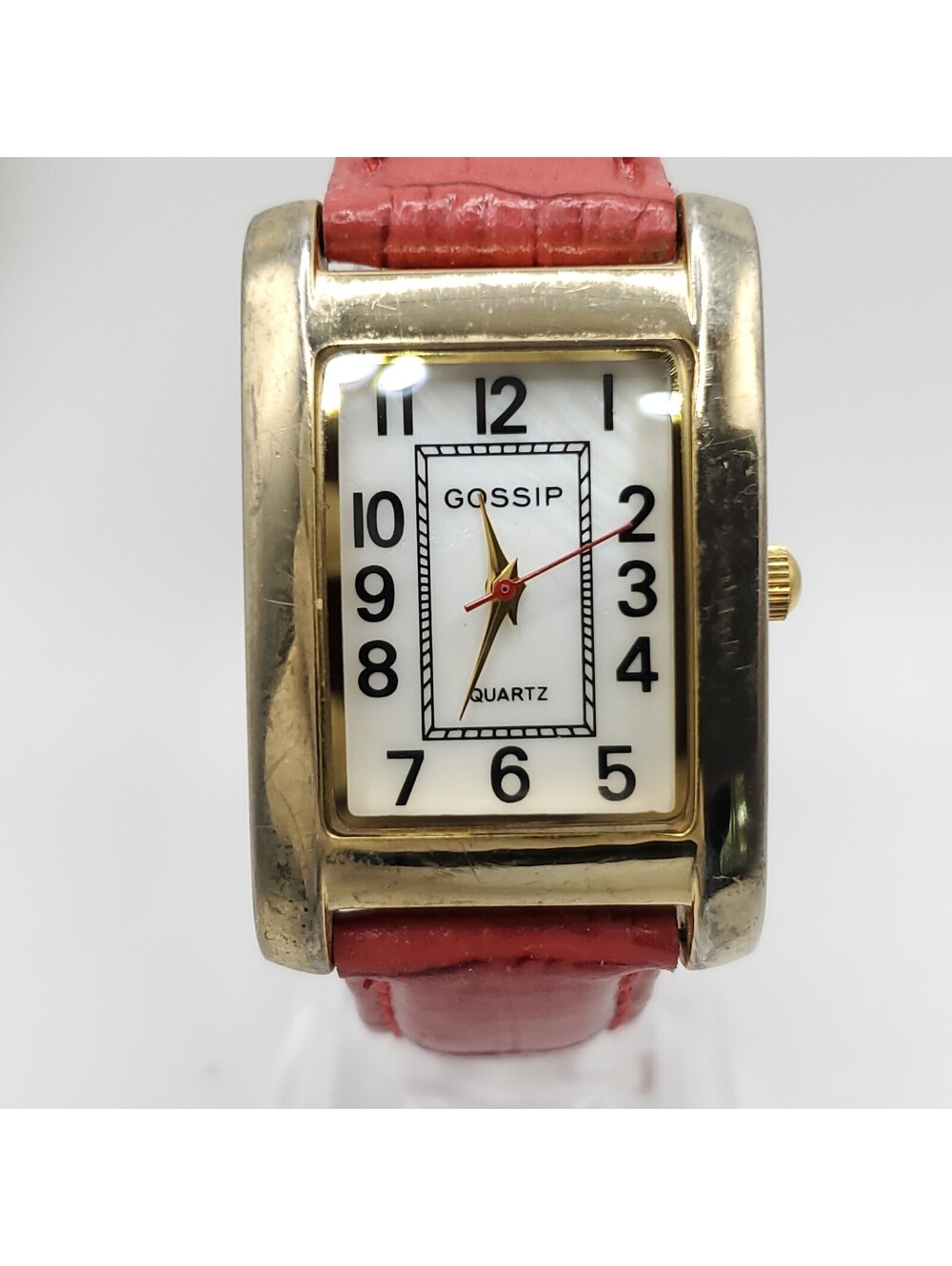 Gossip Quartz Watch Women 26mm Red Second Hand Rectangle New Battery